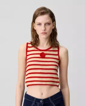 Женский топ из кружева в полоску Claudie Pierlot, розовый