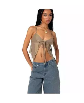 Женский топ из кружевной сетки в стиле пэчворк Edikted, зеленый