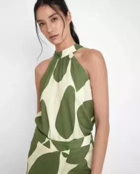 Женский топ из натурального волокна с халтер-воротником Trucco, зеленый