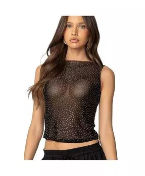 Женский топ из прозрачной сетки со стразами Edikted, черный