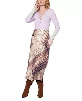 Женский топ Jolene со шнуровкой спереди и длинными рукавами в рубчик Lost + Wander, фиолетовый