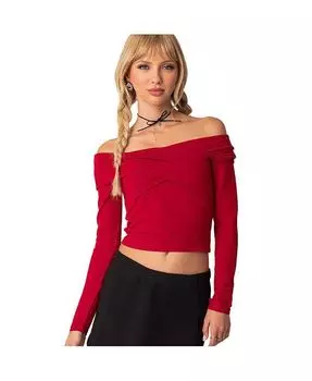 Женский топ-кроссовер с открытыми плечами Edikted, красный