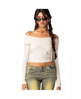 Женский топ-кроссовер с открытыми плечами Edikted, тан/бежевый