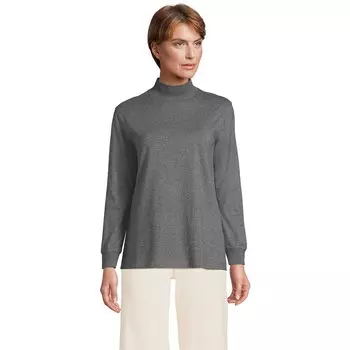 Женский топ Lands End с длинным рукавом Super T Mockneck Lands' End, цвет Charcoal Heather