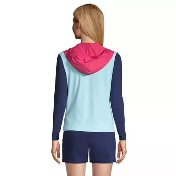 Женский топ Lands' End UPF 50 с капюшоном и длинными рукавами, рашгард Lands' End, черный
