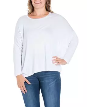 Женский топ «летучая мышь» больших размеров с длинными рукавами 24seven Comfort Apparel, белый