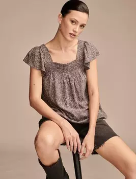 Женский топ Lucky Brand с присборенным воротником Slv, черный