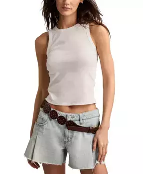 Женский топ-майка с кружевной отделкой и круглым вырезом Lucky Brand, белый