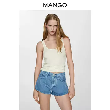 Женский топ Mango без спинки с круглым вырезом, темно-зеленый
