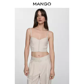 Женский топ Mango на тонких бретелях, светло-бежевый