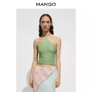 Женский топ Mango с открытой спиной, светло-зеленый