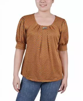 Женский топ missy с короткими рукавами и объемными рукавами NY Collection, мульти