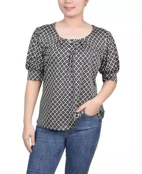 Женский топ missy с короткими рукавами и объемными рукавами NY Collection, мульти