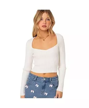 Женский топ Misty в рубчик с овальным вырезом Edikted, белый