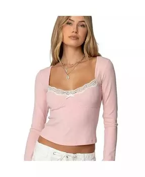 Женский топ Morgyn с кружевной отделкой в рубчик Edikted, розовый