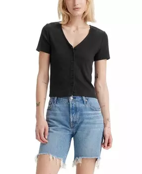 Женский топ Muse с короткими рукавами и v-образным вырезом Levi's, черный