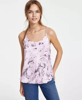 Женский топ на бретельках с мраморным принтом и круглым вырезом, созданный для macy's Bar III, мульти