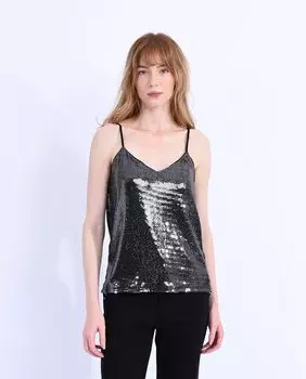 Женский топ на бретелях из металлизированной ткани Molly Bracken, серебро