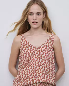 Женский топ на бретелях с цветочным принтом Yerse, коричневый