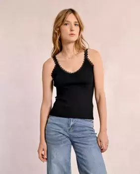 Женский топ на бретелях с кружевными деталями Molly Bracken, черный