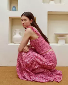 Женский топ на бретелях с оборкой в виде сот Green Coast, цвет Buganvilla