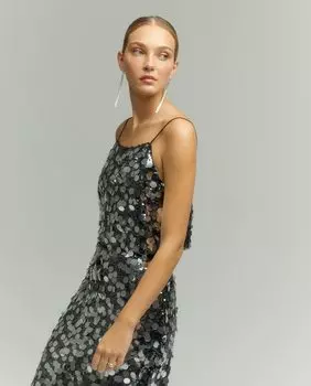 Женский топ на бретелях с пайетками Tintoretto, серебро