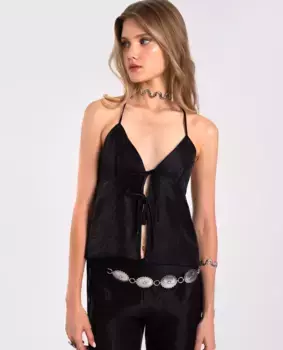 Женский топ на бретелях с передним разрезом The-Are, черный