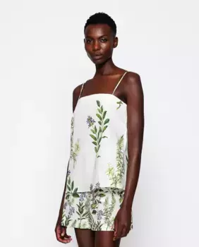 Женский топ на бретелях с растительным принтом Mirto, белый