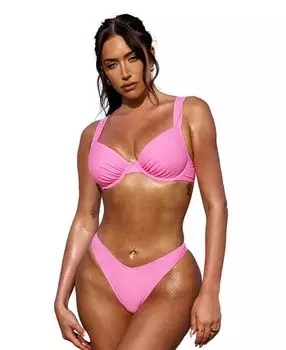 Женский топ на косточках X STASSIE Crystal Waters и хипстерский комплект бикини с V-образным вырезом CUPSHE, розовый