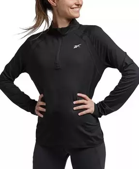 Женский топ на молнии с короткими рукавами Identity Performance Reebok, черный