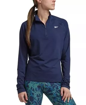 Женский топ на молнии с короткими рукавами Identity Performance Reebok, синий