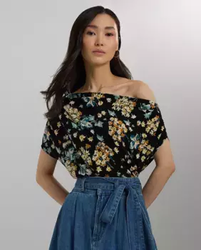 Женский топ на одно плечо с цветочным принтом Lauren Ralph Lauren, мультиколор