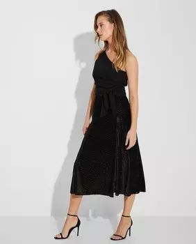 Женский топ на одной бретельке и бантом на талии. Trucco, черный