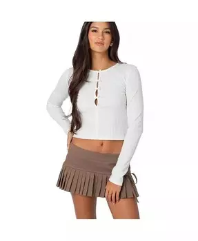 Женский топ на пуантах с вырезом и бантиком Edikted, белый