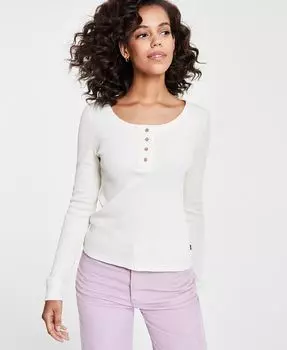 Женский топ на пуговицах на четверть пуговицы Sierra вафельной вязки на пуговицах на пуговицах Levi's, белый