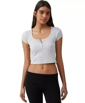 Женский топ на пуговицах с короткими рукавами Willa Waffle COTTON ON, серый