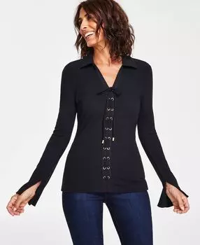 Женский топ на шнуровке в рубчик I.N.C. International Concepts