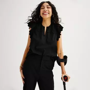 Женский топ Nine West Adaptive Easy Dressing с кружевными развевающимися рукавами, цвет Mineral Black