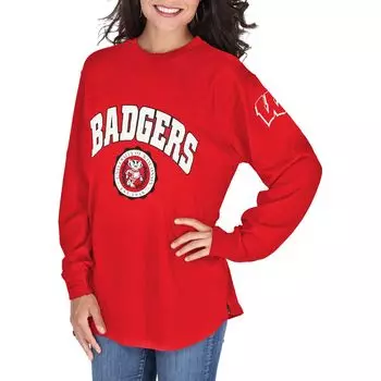 Женский топ оверсайз с длинными рукавами Red Wisconsin Badgers Edith Pressbox Red Wisconsin Badgers