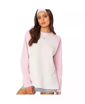 Женский топ оверсайз вафельного цвета Me Time Edikted, розовый