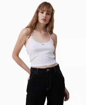 Женский топ paige с v-образным вырезом и кружевной отделкой на бретельках COTTON ON, белый