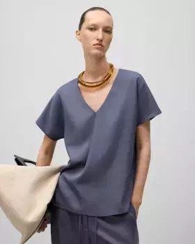 Женский топ прямой с V-образным вырезом Adolfo Dominguez, голубой