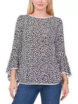 Женский топ-пуловер с принтом и рукавами-колокольчиками Sam and Jess, черный/белый