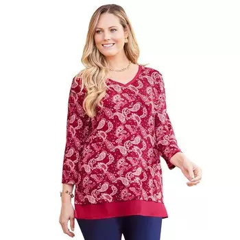 Женский топ размера плюс Liz&me DuetCatherines, цвет Classic Red Paisley