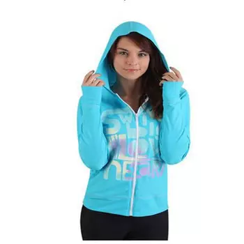 Женский топ размера плюс с застежкой-молнией Sharkbar в форме медузы, разделенный топ с капюшоном и защитой от солнца, 912, с принтом цвета морской волны S SBART