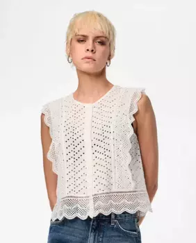 Женский топ-рубашка на пуговицах Pieces, белый