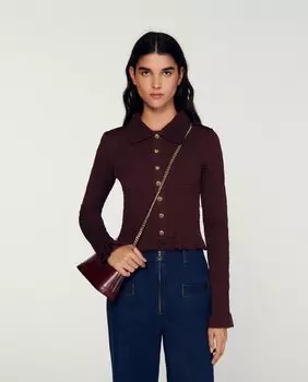 Женский топ-рубашка присборенный Sandro, гранатовый