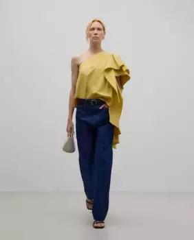 Женский топ с асимметричным рюшем Adolfo Dominguez, желтый