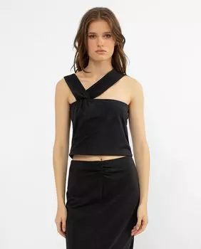 Женский топ с асимметричными бретелями Noon, черный