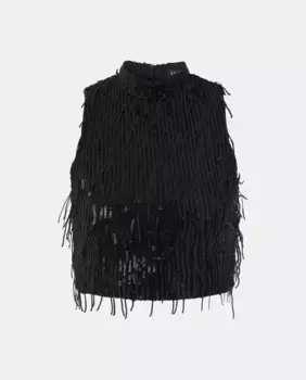 Женский топ с бахромой и пайетками Green Coast, черный
